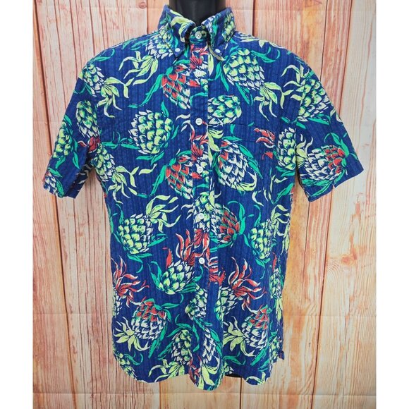 Brooks Brothers Red Fleece Mens Pineapple Print Blue Button-Down Shirt Medium - Picture 1 of 7